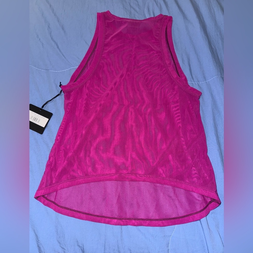 Diane Von Furstenberg Women's Sheer Pink and Black Tops Size Large - Picture 3 of 6